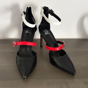 New York & Company Black and Red Snakeskin Heels